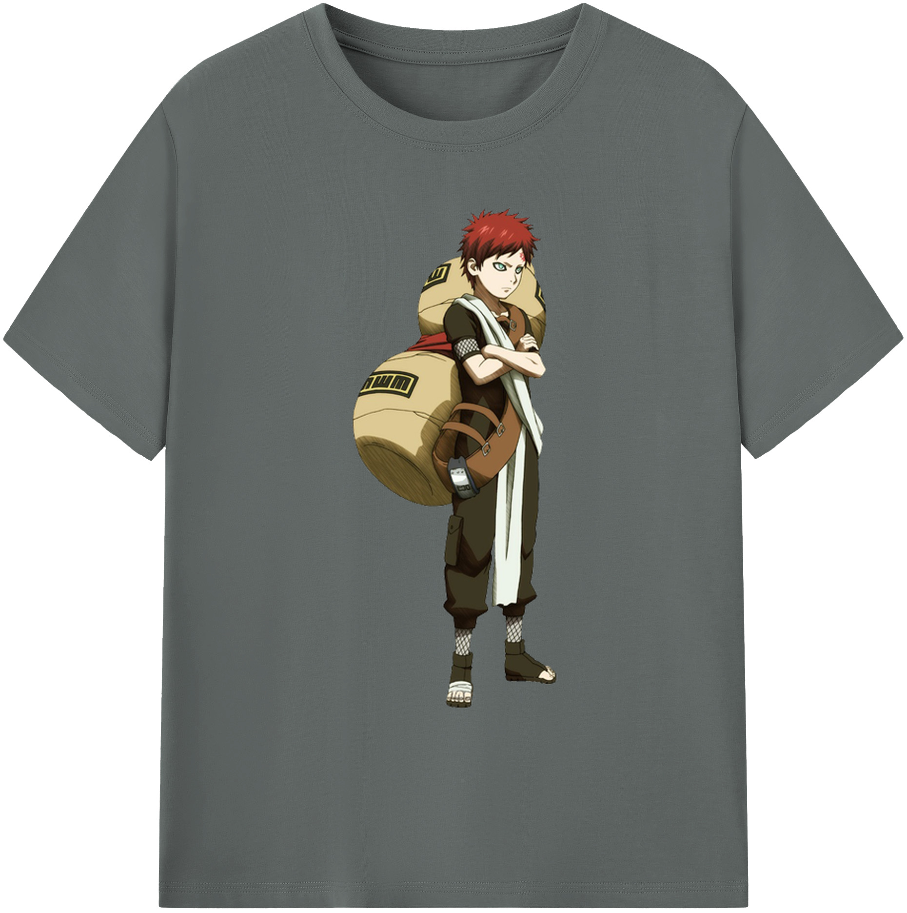 （画像用） NARUTO -ナルト- ガアラ Gaara 綿100％ メンズ半袖Tシャツ｜肌触りやわらか＆通気性